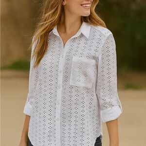 Elegant‎ White Eyelet Blouse